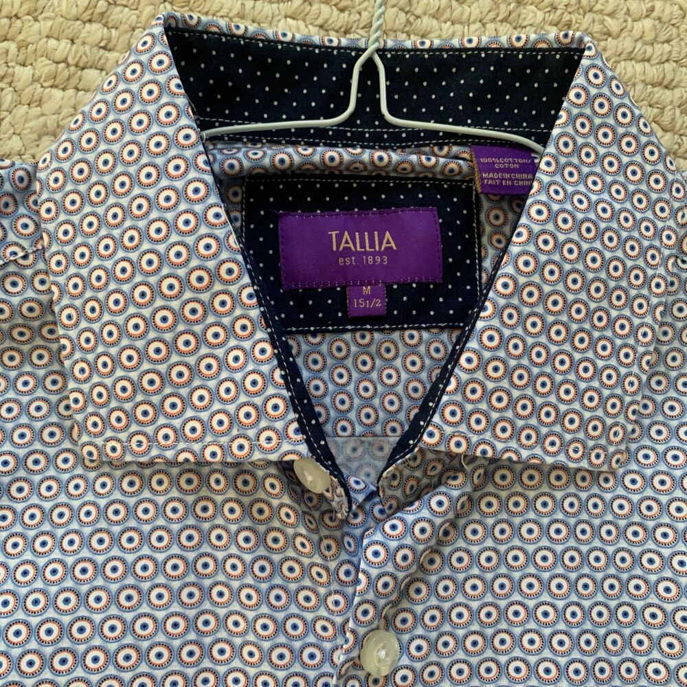 Talia Evil Eye Pattern Dress Shirt Size M